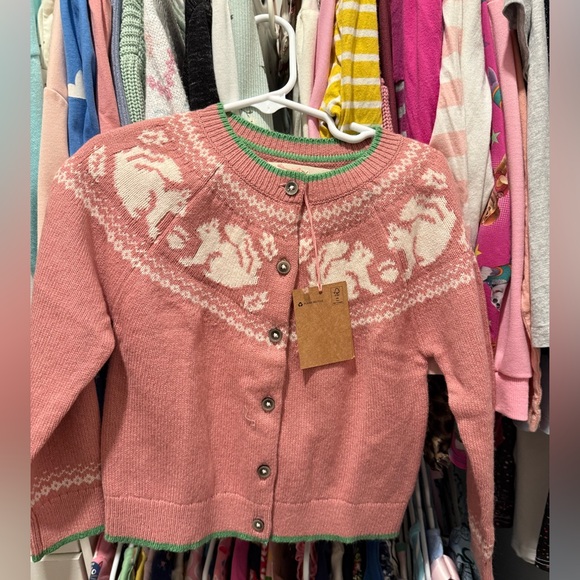 Mini Boden Other - NWT mini Boden 4/5 squirrel pink cardigan